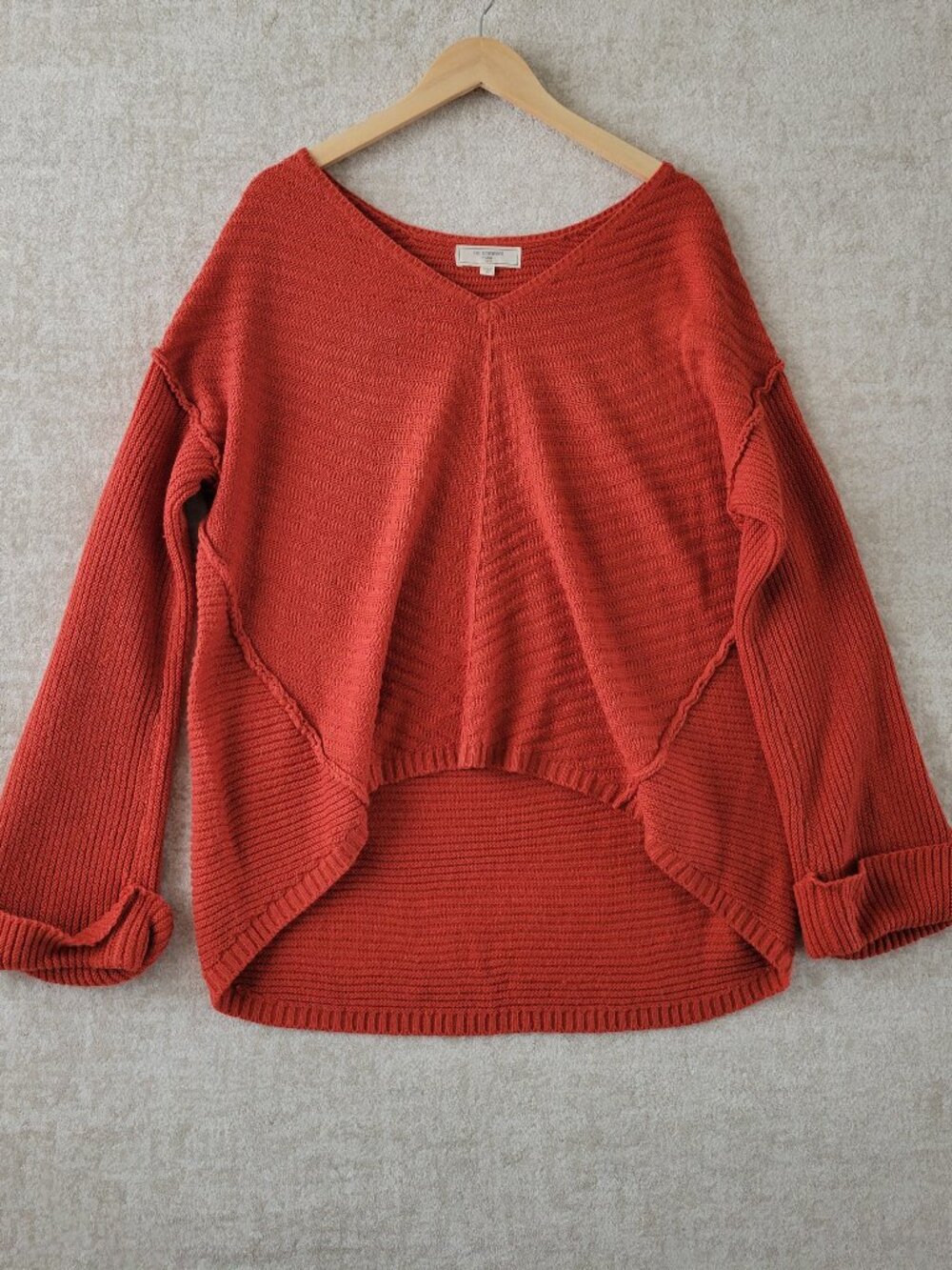 No Comment Rust Flowy Lightweight V-Neck Plus Size Sweater 2X Orange Fall Autumn